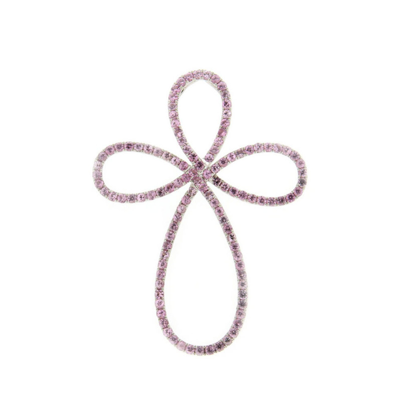 Contemporary Cross Pink Sapphire Pendant
