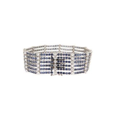 Alluring Blue Sapphire and White Diamond Bracelet