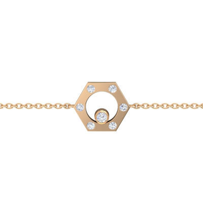 Diamond and Gold Hexagon Bracelet